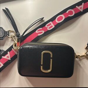 Marc Jacobs Black Crossbody Bag with Gold Accents